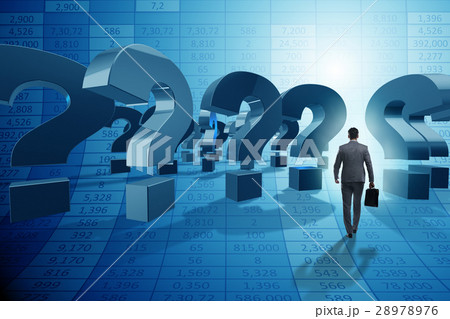 Businessman in uncertainty concept with question Businessman in uncertainty concept with question 28978976