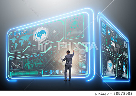 Businessman in big data management concept Businessman in big data management concept 28978983