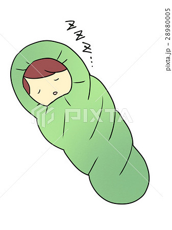 寝袋で眠る人のイラスト素材