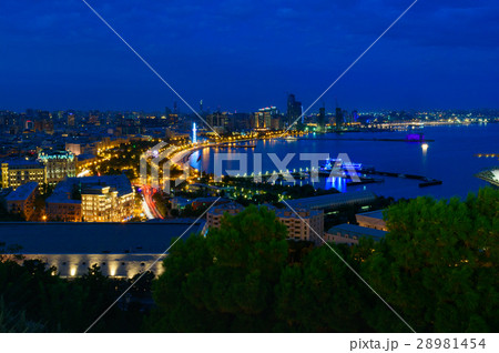 Night view of the city boulevard. Baku Night view of the city boulevard. Baku 28981454