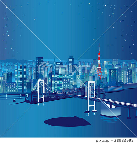 東京　町並み　夜景 28983995