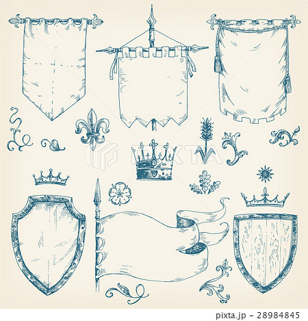 Vector hand drawn collection of heraldic templates 28984845