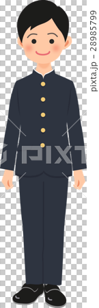 Male junior high school student standing straight in the school run 28985799