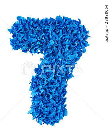 Seven. Handmade number 7 from blue scraps of paper 28988064