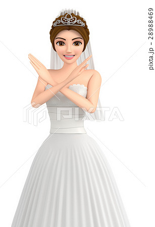 かわいい花嫁が拒否のポーズをとっているのイラスト素材 2469