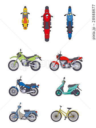 バイク オートバイ 二輪 原付 スクーター カブ オンロードバイク オフロードのイラスト素材 28988677 Pixta