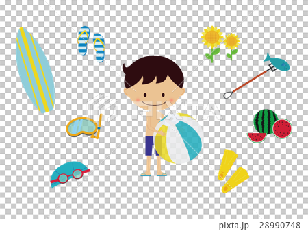 A smiley boy and summer · sea items 28990748