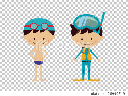 夏　男の子　スキューバーダイビング　海のレジャー　海　プール 28990749