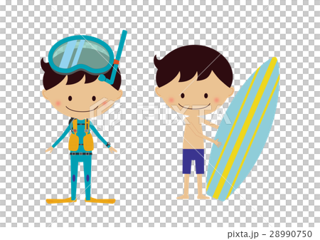 夏　男の子　スキューバーダイビング　サーフィン 28990750