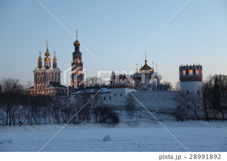 Night view at Novodevichy Monastery in Moscow. Rus 28991892
