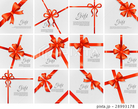 Gift Red Wide Ribbon. Bright Bow with Two Petals Gift Red Wide Ribbon. Bright Bow with Two Petals 28993178