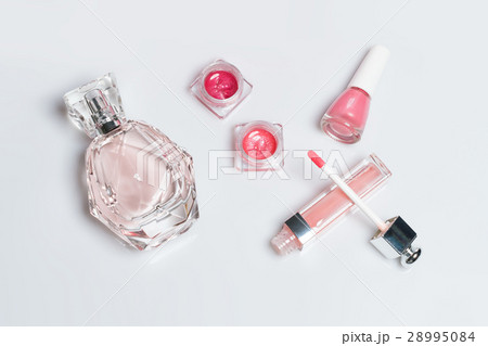 Perfume bottle, nail polish, lipstick. Fashion Perfume bottle, nail polish, lipstick. Fashion 28995084
