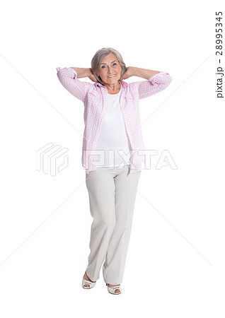 Portrait of a beautiful happy elderly woman Portrait of a beautiful happy elderly woman 28995345
