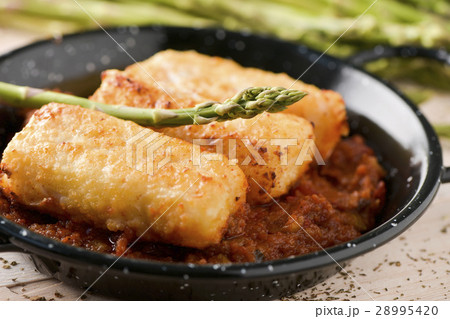 bacalao a la vizcaina, a spanish recipe of codfish 28995420