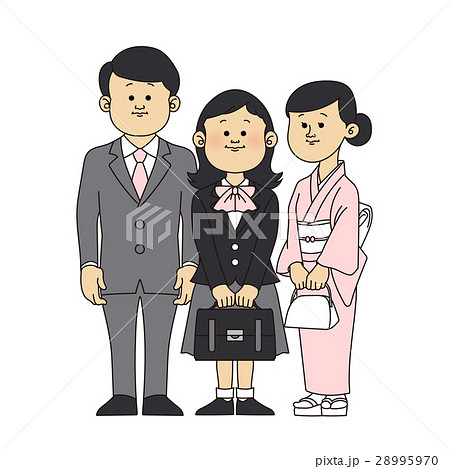 入学式イメージ　両親と女子（高校生） 28995970