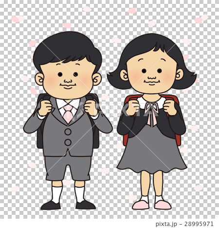 入学式イメージ 桜舞う、男の子と女の子(小学生) 入学式イメージ 桜舞う、男の子と女の子(小学生) 28995971