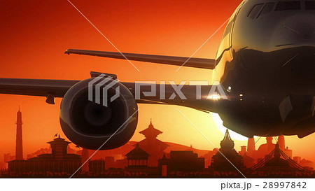 Kathmandu Airplane Take Off Skyline Golden Kathmandu Airplane Take Off Skyline Golden 28997842