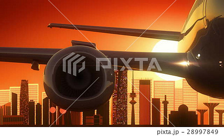 Kuwait Airplane Take Off Skyline Golden Background Kuwait Airplane Take Off Skyline Golden Background 28997849