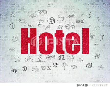 Tourism concept: Hotel on Digital Data Paper Tourism concept: Hotel on Digital Data Paper 28997996