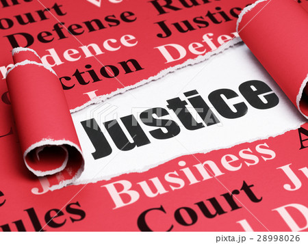 Law concept: black text Justice under the piece of 28998026