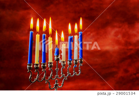 Hanukkah creative background with menorah. Hanukkah creative background with menorah. 29001534