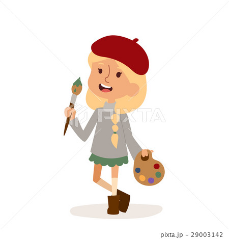 Artist girl art brush isolated on white cute 29003142
