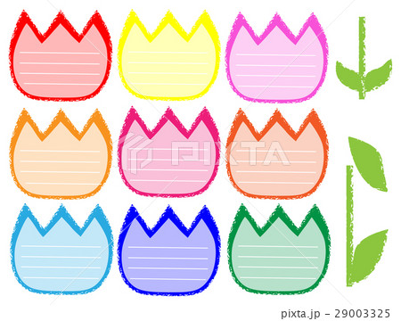 カラフルチューリップ メッセージカードセットのイラスト素材