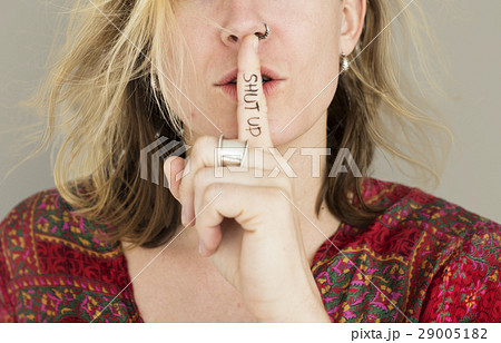 Woman Quiet Shut Up Secret Shh Portrait Concept 29005182