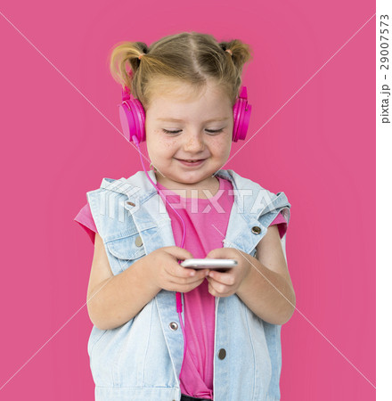Little GIrl Smiling Happiness Music Headphones Little GIrl Smiling Happiness Music Headphones 29007573