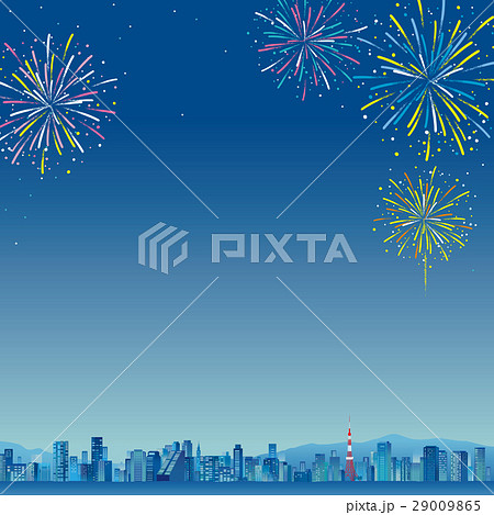 東京の街並み　花火大会 29009865