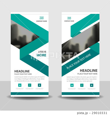 Green triangle Business Roll Up Banner template 29010331