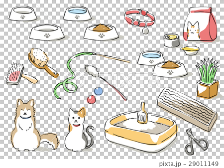 猫と猫用品(影付き) 29011149
