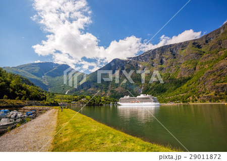 Port of Flam with cruise ship in Norway Port of Flam with cruise ship in Norway 29011872