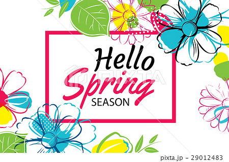 Hello spring banner template with colorful flower. 29012483