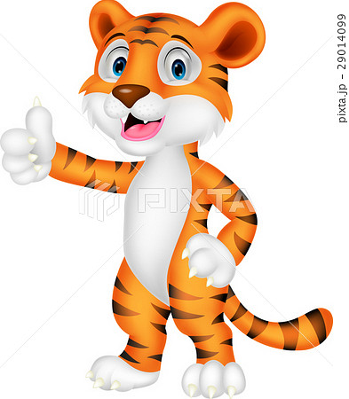 Cute tiger cartoon giving thumb up 29014099