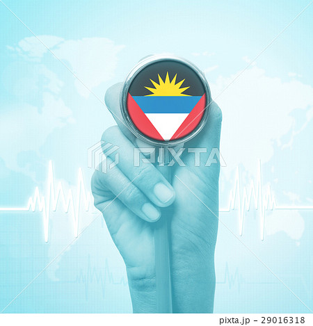 hand with Antigua and Barbuda flag. hand with Antigua and Barbuda flag. 29016318