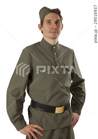 Portrait of Soviet soldier over white 29016937