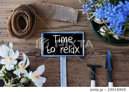 Spring Flowers, Sign, Text Time To Relax 29018909