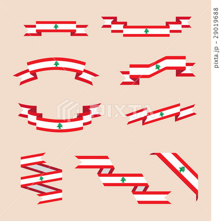 Ribbons or banners in colors of Lebanese flag 29019688