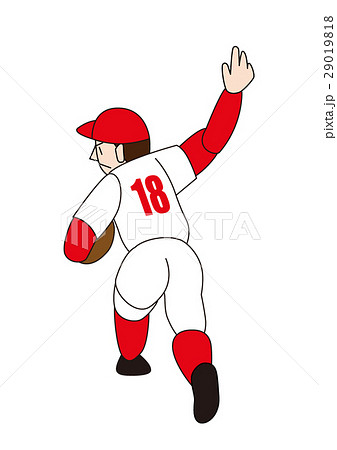 野球選手 ピッチャー 右投げ 投手のイラスト素材