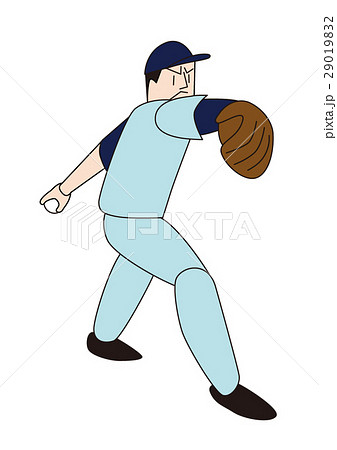 野球選手 ピッチャー 左投げ 投手のイラスト素材