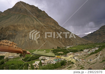 Prayer Flags over the Town of Tabo in the Himalaya 29022070