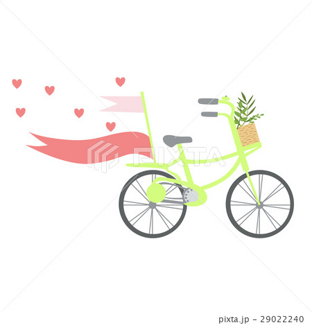 Bicycle With Hearts , Ribbons And Plants In Basket Bicycle With Hearts , Ribbons And Plants In Basket 29022240