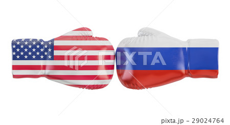 Boxing gloves with USA and Russia flag 29024764
