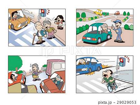 交通安全 交通違反 高齢者事故 交通マナー 高齢者ドライバーのイラスト素材