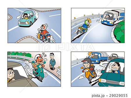 交通安全 交通違反 交通ルール 交通マナー 二輪車事故のイラスト素材