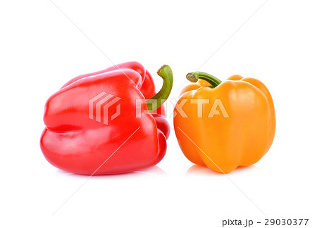 red and yellow  peppers on white background 29030377