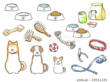 犬と犬用品のイラスト素材