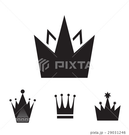 Simple Black Crown Icon Set Isolated 29031246