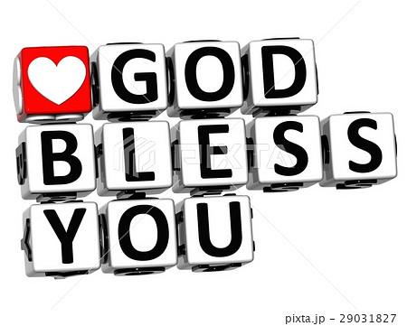 3D God Bless You Button Click Here Block Text-插圖素材
